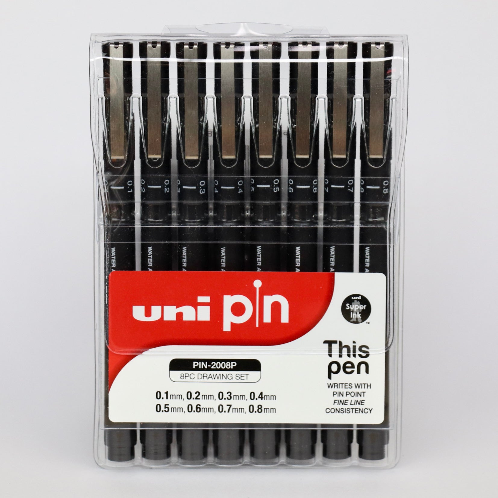 Uni pin pen set of 8