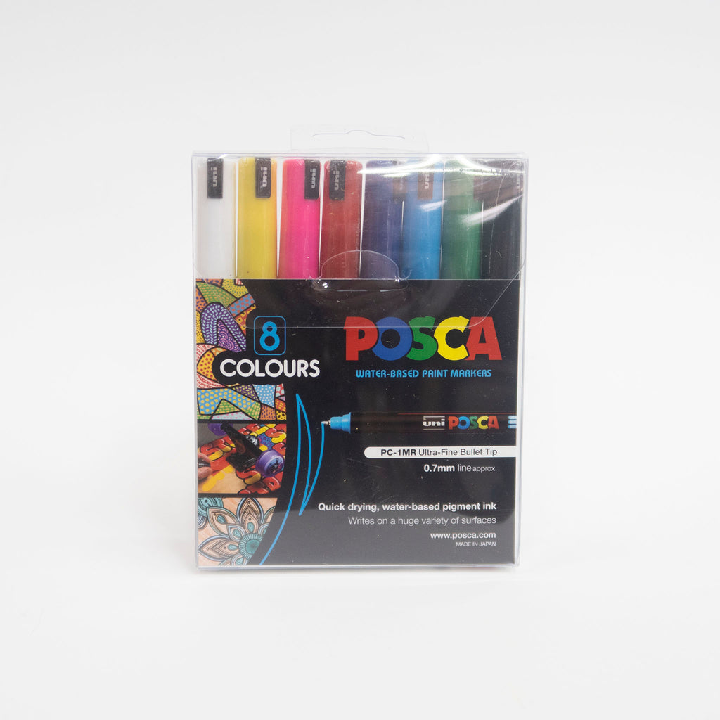 Uni : Posca Marker : PC-1MR : Ultra-Fine Pin Tip : 0.7mm : Assorted Colours  Set of 16