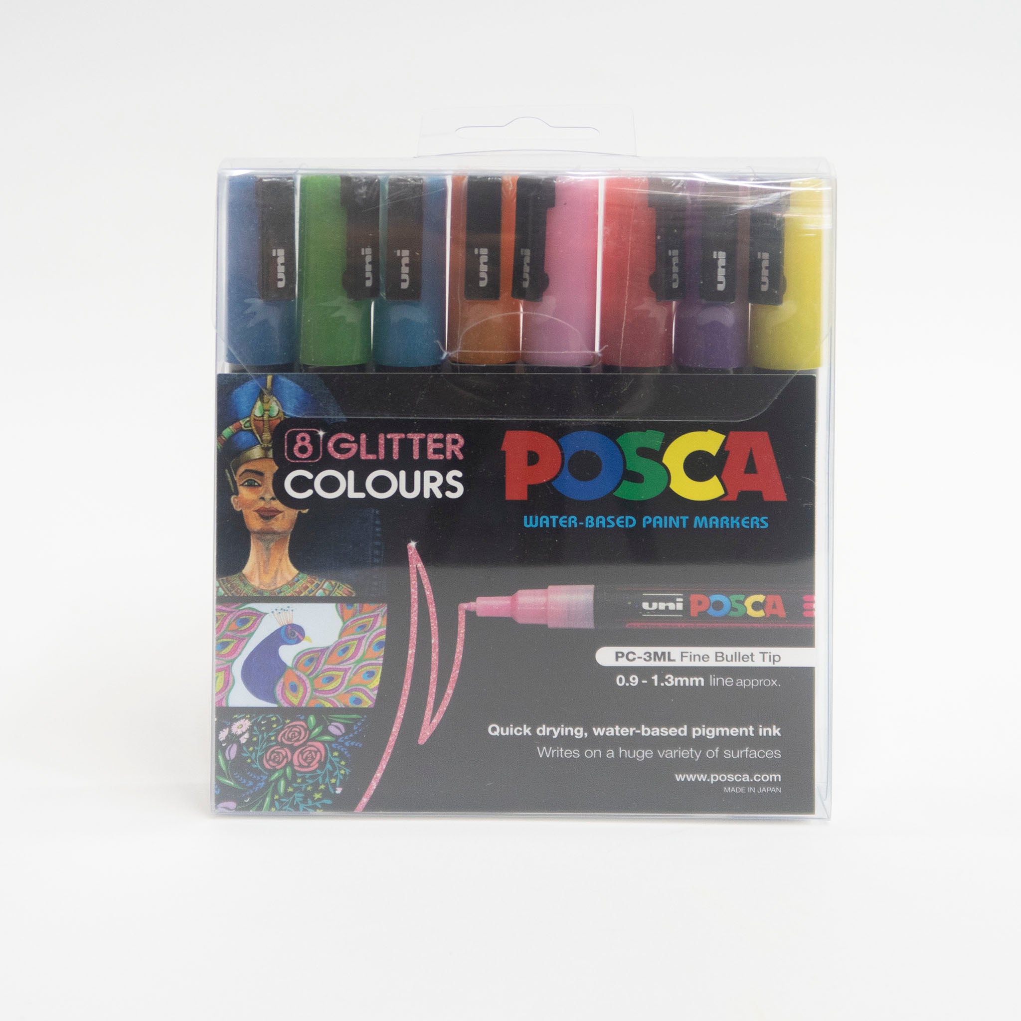 Posca PC-3M Fine Glitter Pens Set of 8