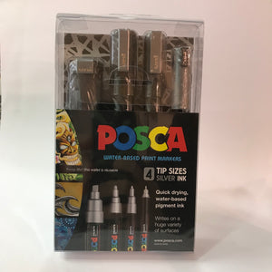 POSCA Marker 4 Tip Sizes Silver Set